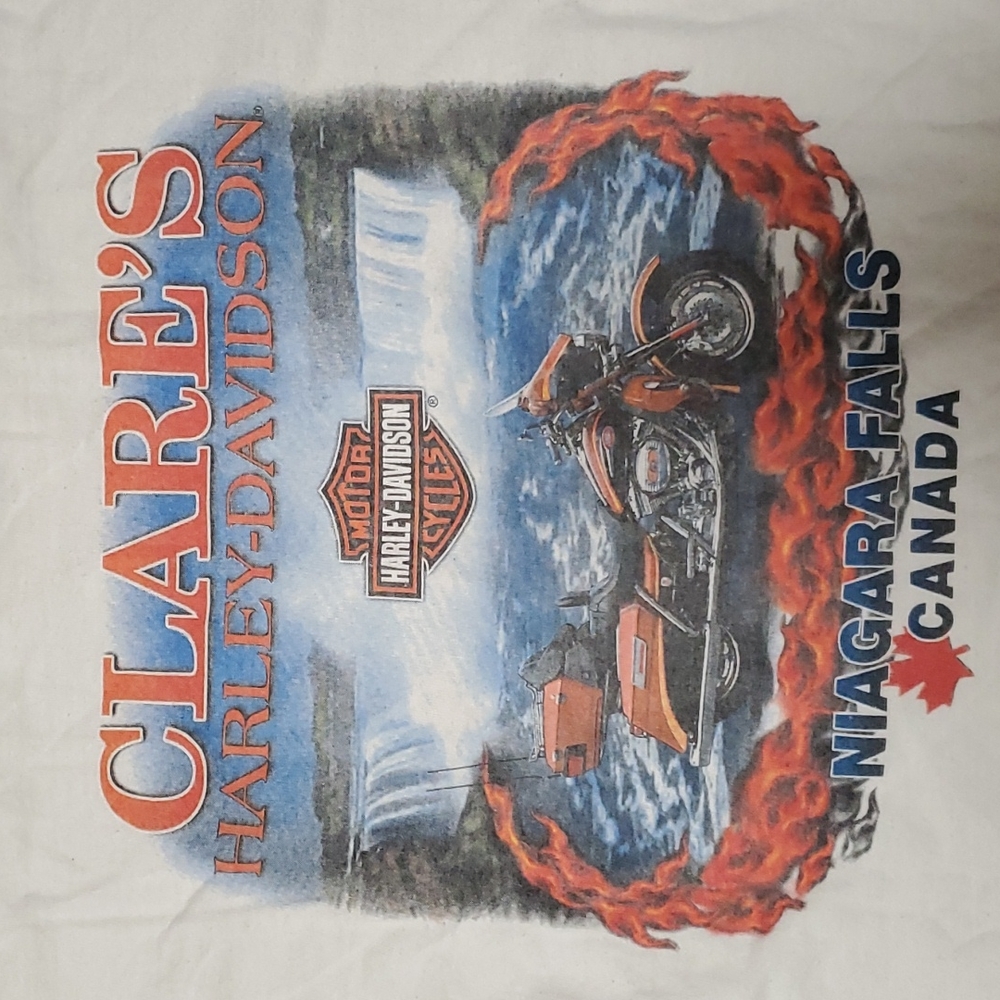 Vintage Harley Davidson Niagara Falls Graphic T-Shirt Cotton Size L Y2K